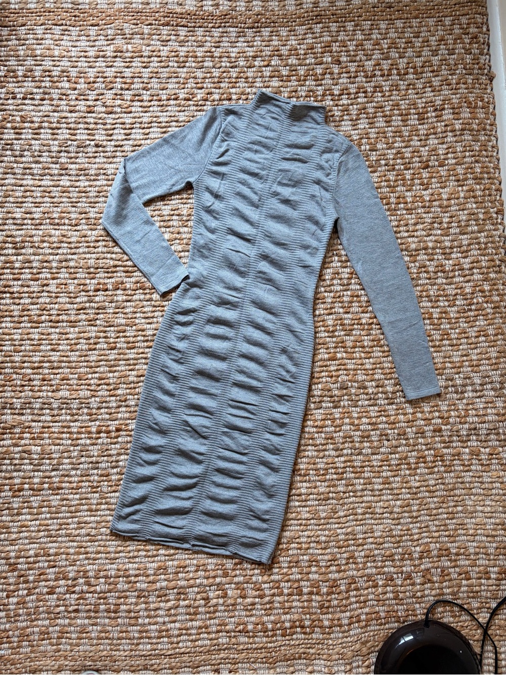 Gray Ribbed Long Sleeve Mock Neck Bodycon. Women’s M lightweight sweater dress.